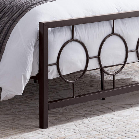 Doris Queen-Size Geometric Platform Bed Frame, Iron, Modern, Low-Profile, Hammered Copper