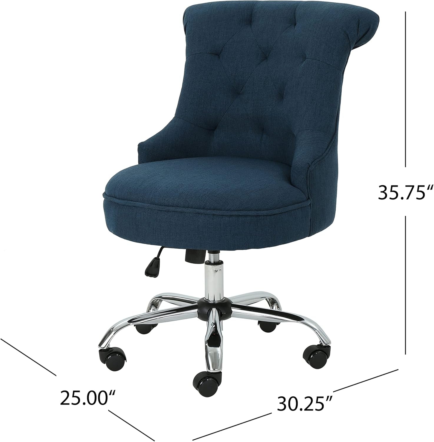 Tyesha Desk Chair, Navy Blue + Chrome