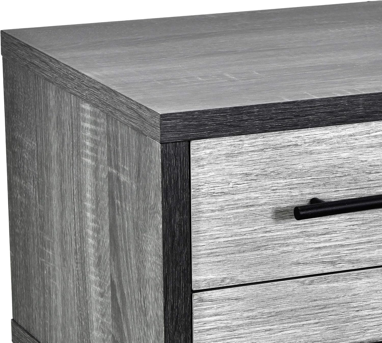 Harrison Mid-Century Modern Nightstand, Sonoma Gray Oak + Gray Oak + Black