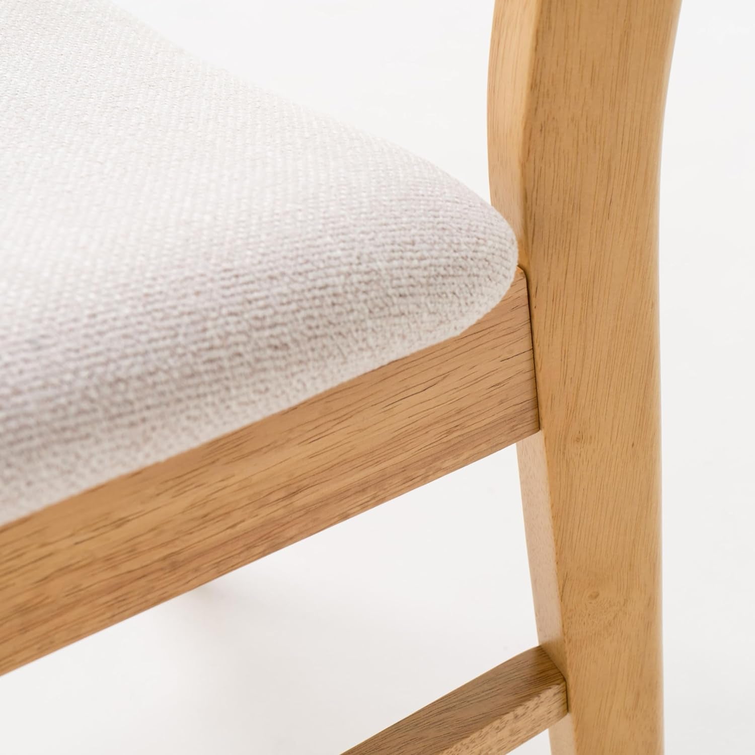 Lucious Fabric / Oak Finish Dining Chairs, 2-Pcs Set, Light Beige