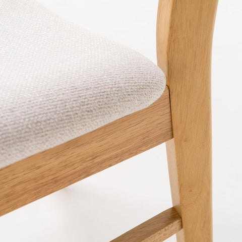 Lucious Fabric / Oak Finish Dining Chairs, 2-Pcs Set, Light Beige