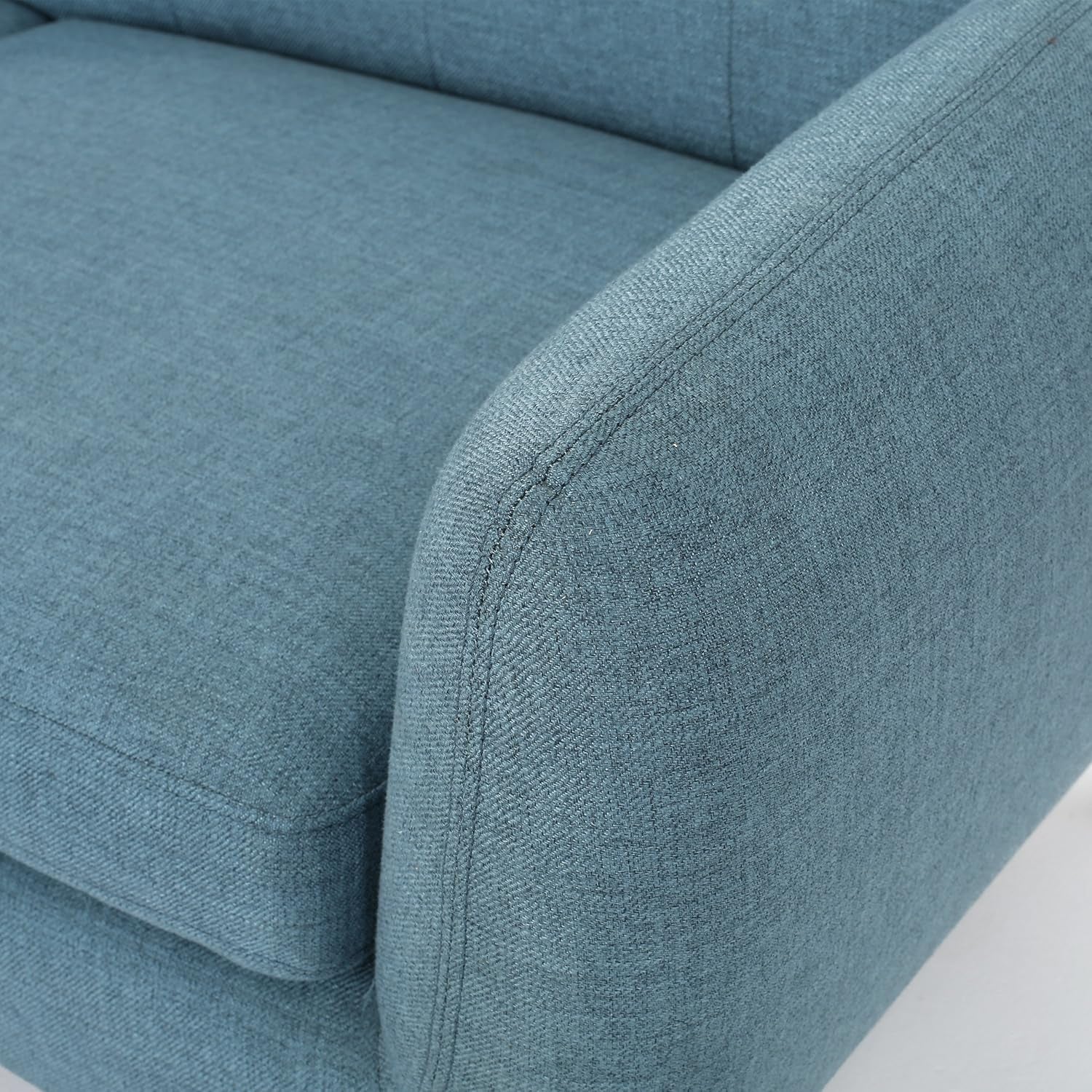 Josephine Mid-Century Modern Petite Fabric Sofa, Blue / Natural