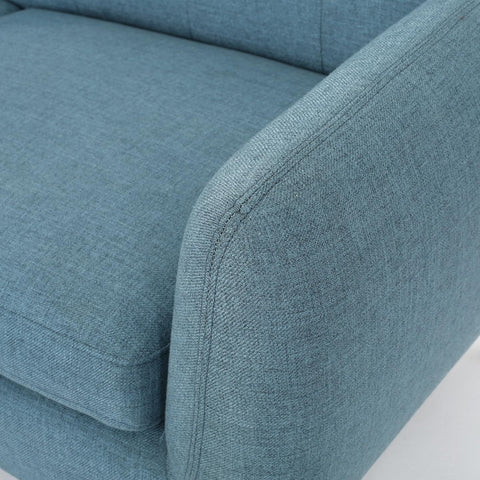 Josephine Mid-Century Modern Petite Fabric Sofa, Blue / Natural