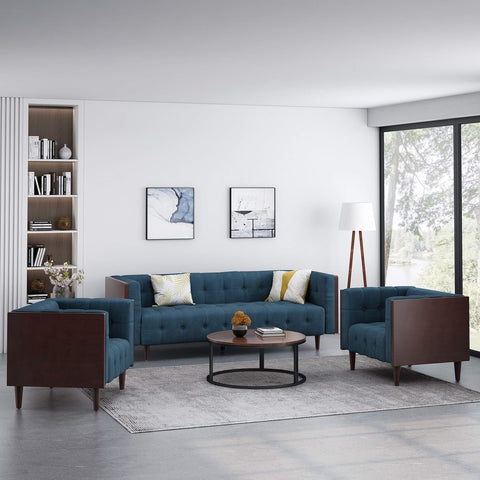 Mclarnan Living Room Furniture Sets, Navy Blue + Brown