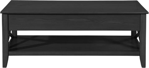 Laurel Luke Farmhouse Faux Wood Lift Top Coffee Table, Black, 23.75 in X 48 in X 19.5 In