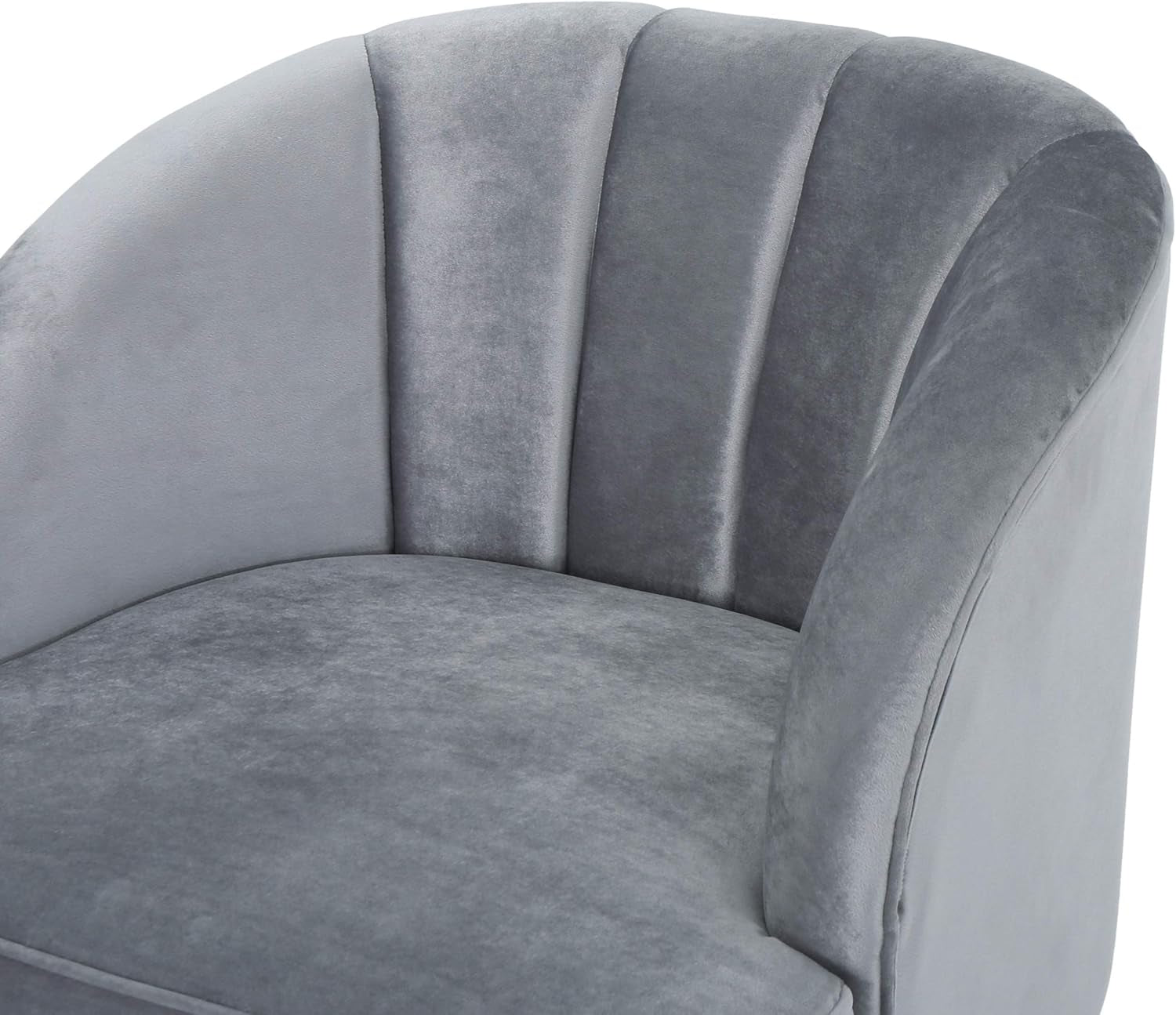 Amaia Modern Velvet Club Chair, Pewter / Walnut