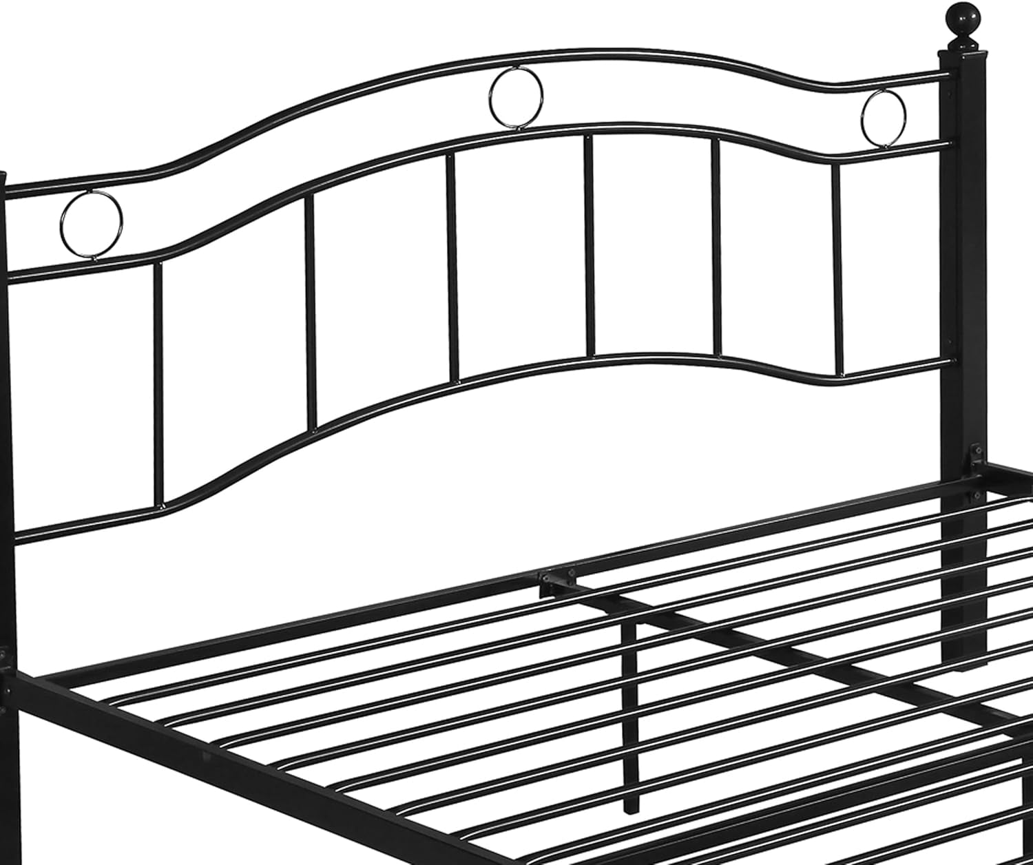 Bouvardia Contemporary Iron King Bed Frame, Flat Black