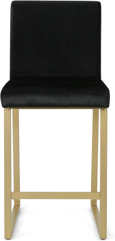 Great Deal Furniture Christopher Knight Home Lexi Modern Velvet Barstools, Black and Brass (Set of 2)