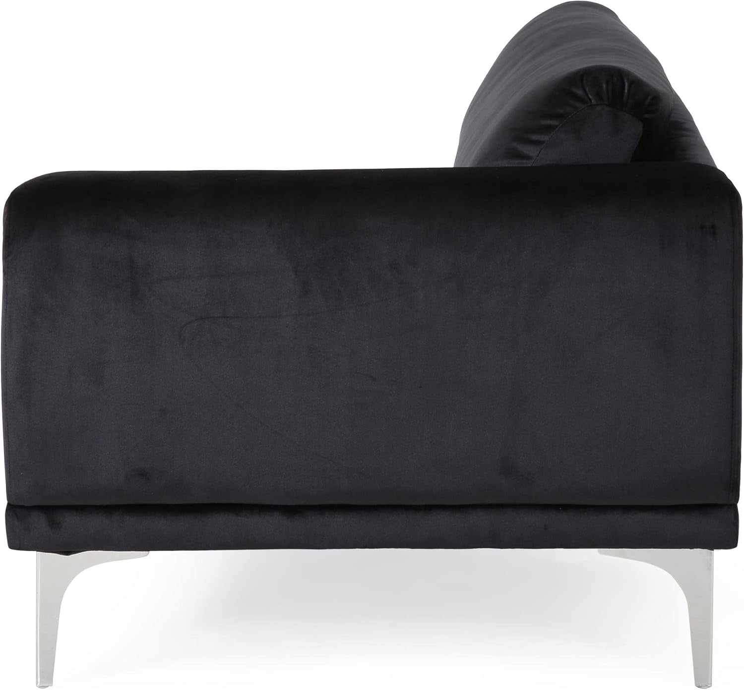 Victoria Modern Glam 4 Seater Velvet Sofa, Black, Silver