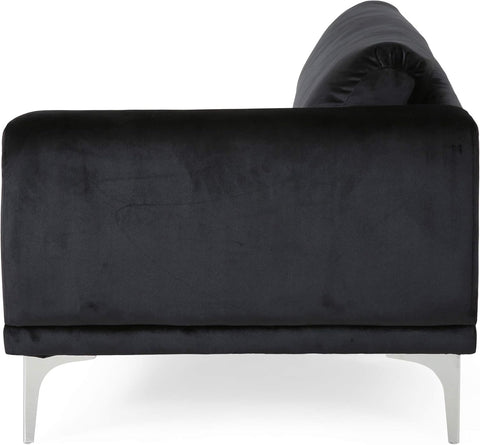 Victoria Modern Glam 4 Seater Velvet Sofa, Black, Silver