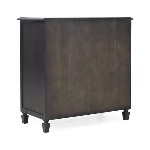 Thurber Acacia Wood and Cane 3 Drawer Dresser, Dark Gray