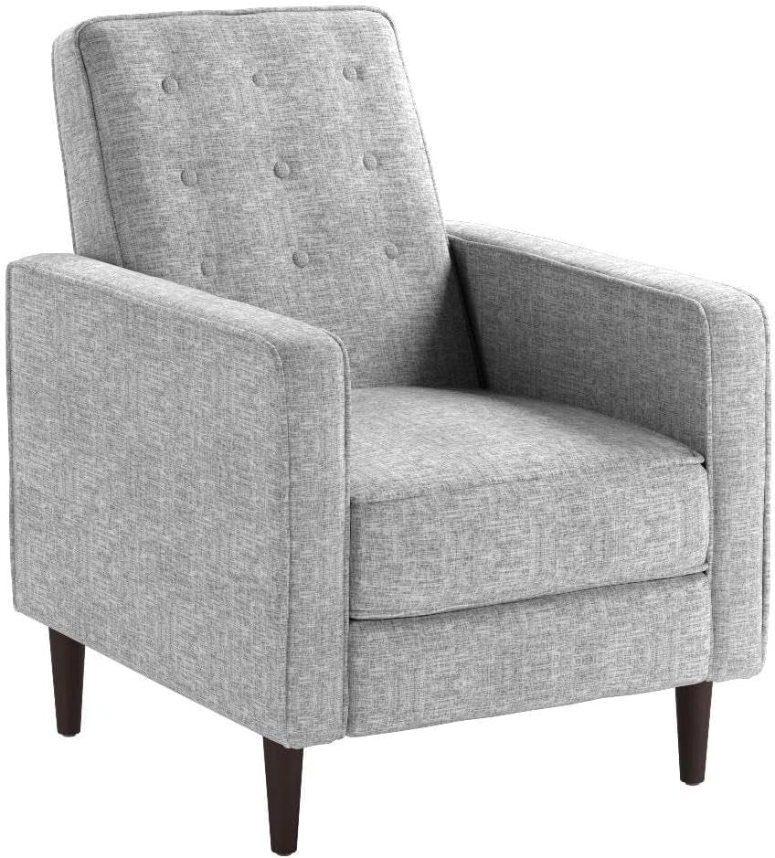 Mervynn Mid-Century Modern Fabric Recliners, 2-Pcs Set, Light Grey Tweed