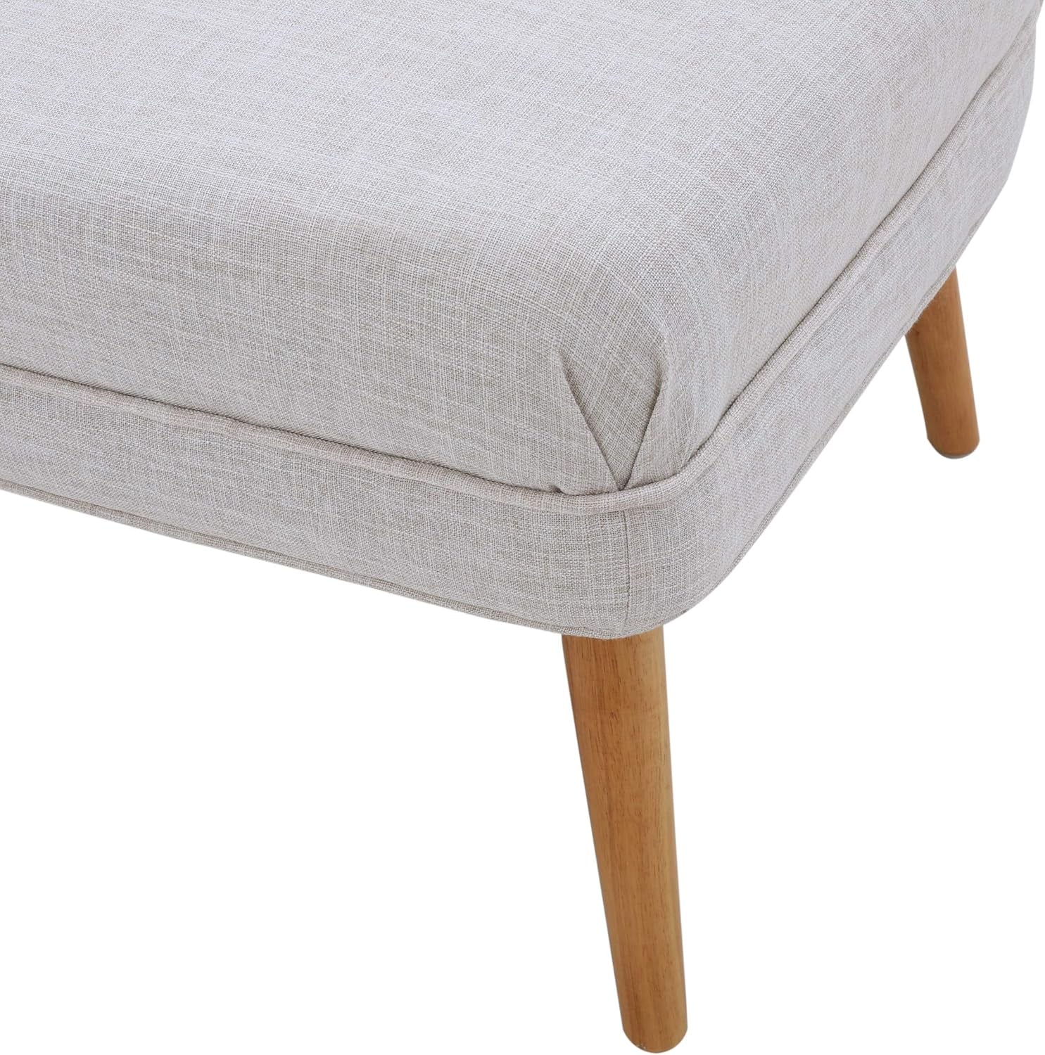 Gdfstudio Dumont Mid-Century Modern Fabric Settee, Beige and Natural, Loveseat