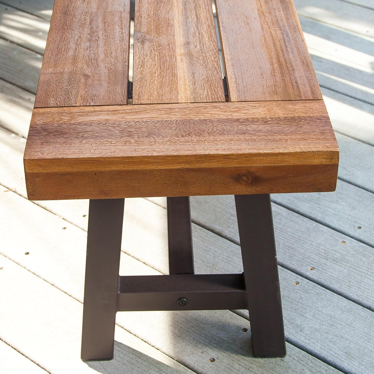 Bowman Wood Outdoor Picnic Table Set | Perfect for Dining, Brown + Black Rustic Metal