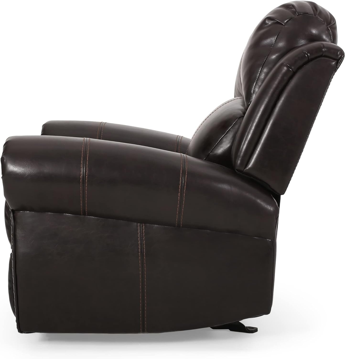 Gavin Bonded Leather Gliding Recliner, Brown, 38.75D X 40.25W X 39.75H In