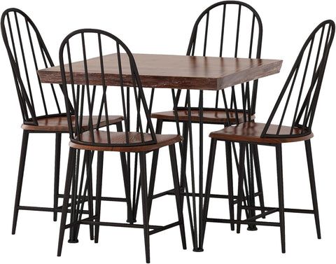 Coventry Dining Set, 18.25 "W X 19.75 "D X 38.75 "H, Dark Brown + Natural Brown + Black + Black and Espresso