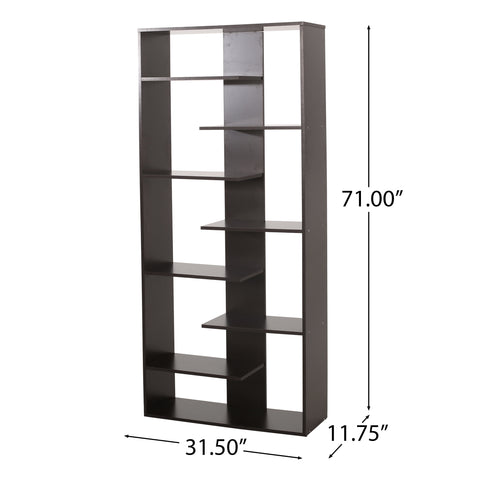 Jakin Modern Geometric High Shelf Bookcase, Dark Gray