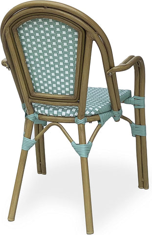 Brianna Bistro Chairs, Light Teal + White + Wood Print