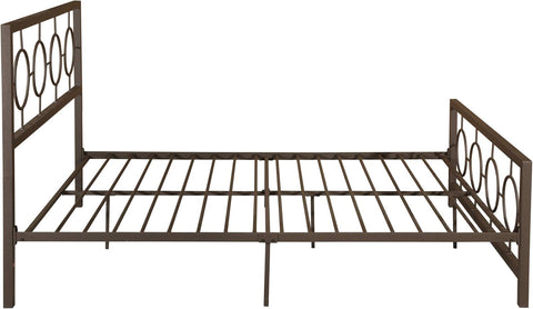 Doris Queen-Size Geometric Platform Bed Frame, Iron, Modern, Low-Profile, Hammered Copper