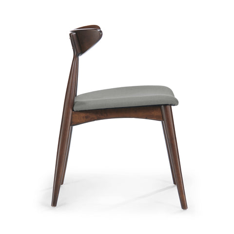 Branson Indoor Fabric Dining Chairs, Set of 2, Light Grey, Walnut
