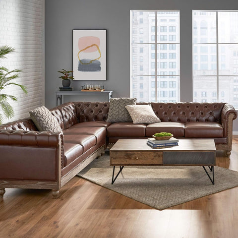 Castalia Sectional, Dark Brown + Natural