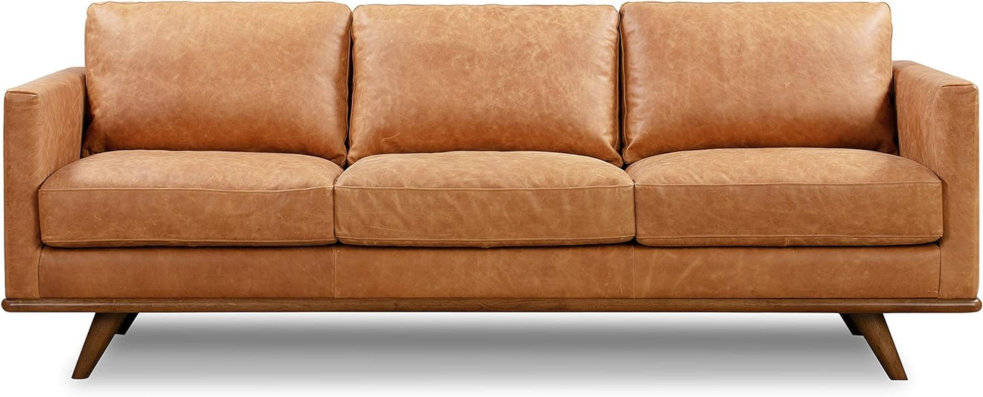 Nolita 85" Sofa in Full-Grain Pure-Aniline Italian Tanned Leather in Cognac Tan