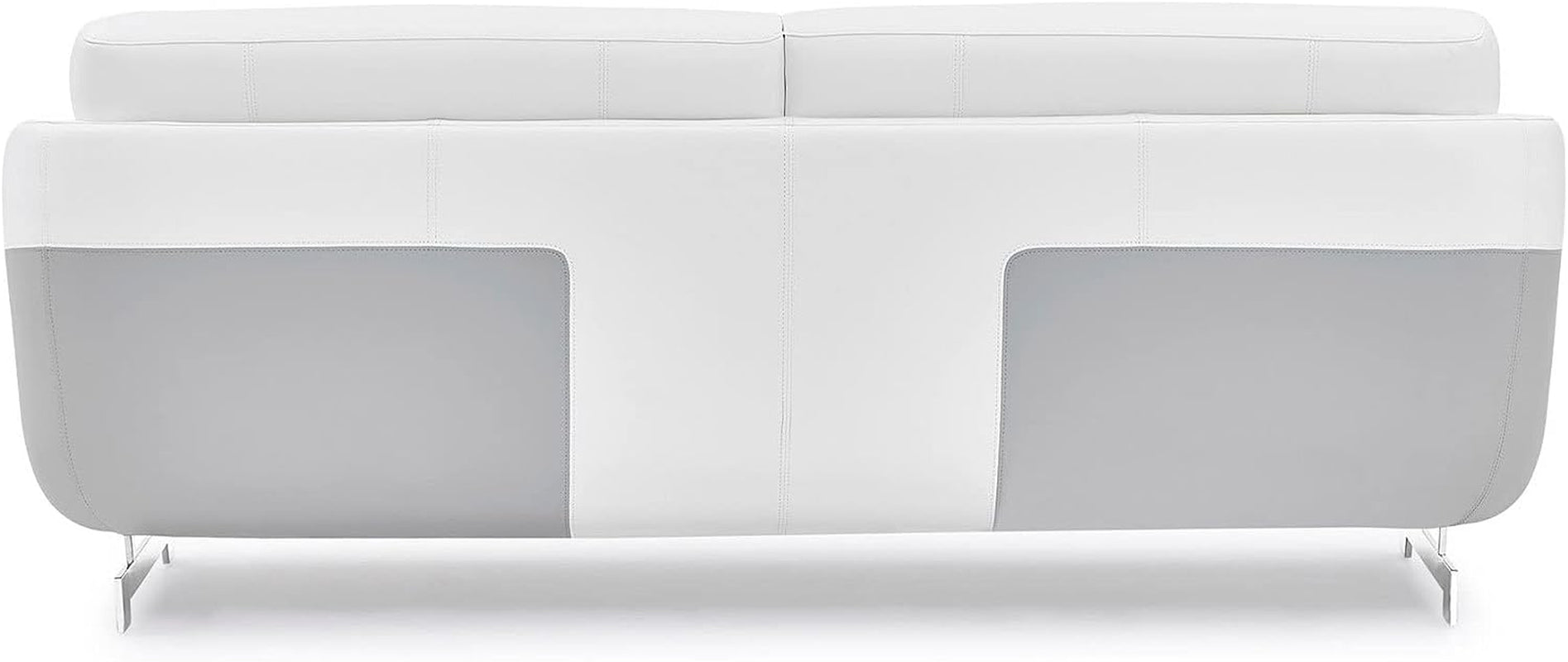 Furniture Modern Armondo Sofa in Two Tone White Microfiber Leather and Grey Accent