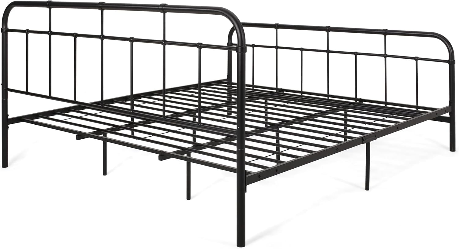 Berthoud Industrial Iron King Bed Frame, Flat Black