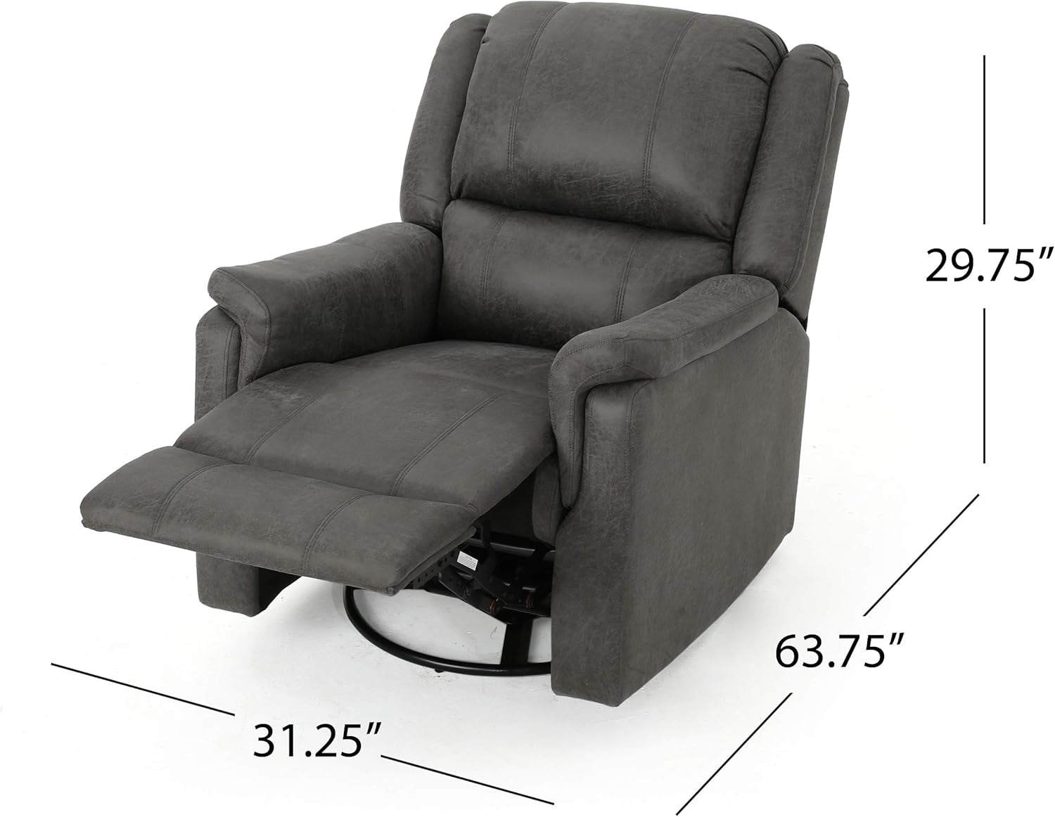 Jemma Tufted Slate Microfiber Swivel Gliding Recliner Chair