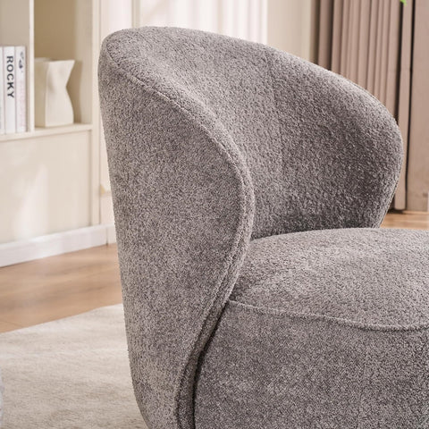 Kidol&Shellder Swivel Accent Chair Living Room Chairs Comfy Reading Chair for Bedroom Accent Chairs for Living Room Single Sofa Chair Modern Barrel Chairs Upholstered Side Boucle Chair(Gray,1)