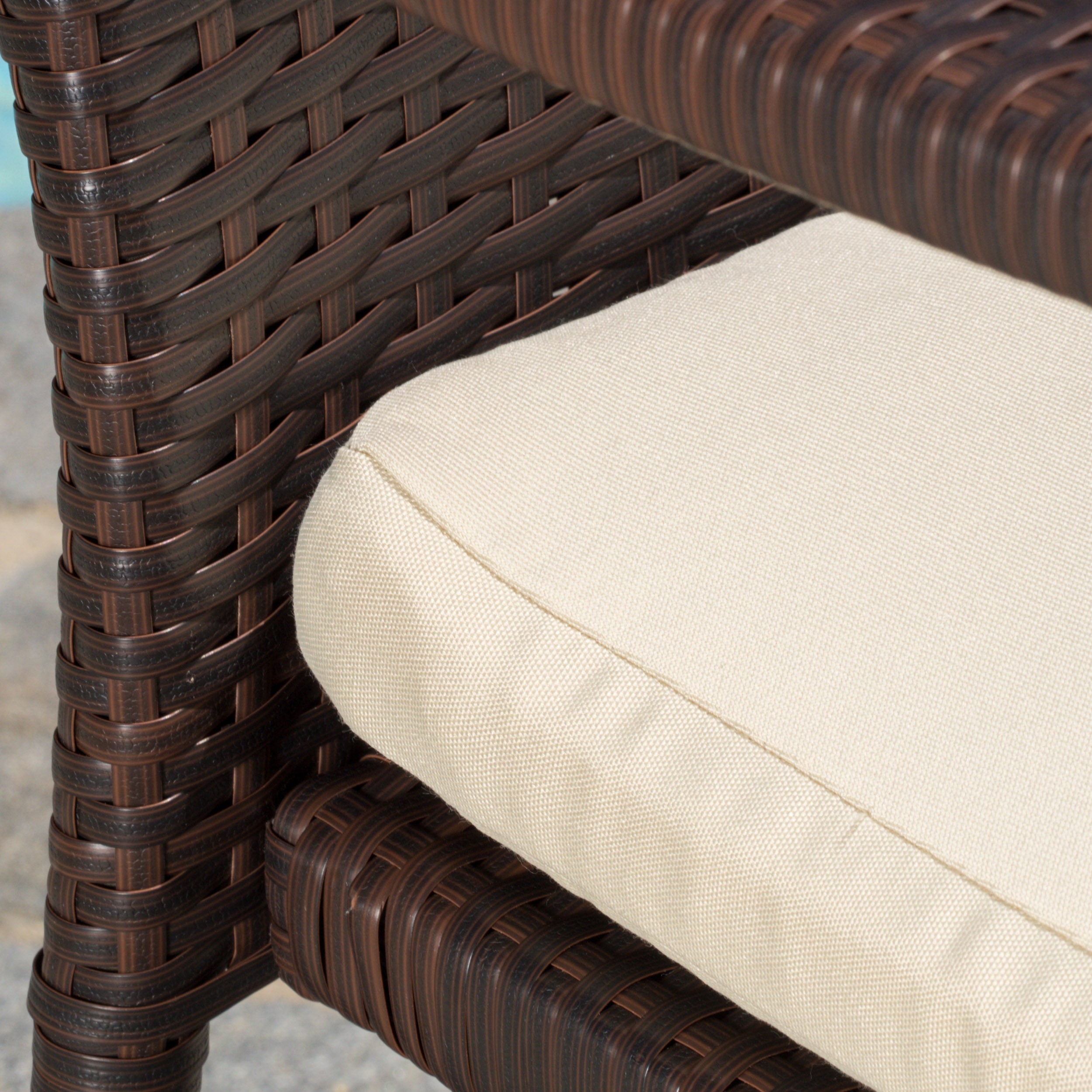 Polmer Outdoor Wicker 3 Piece Bistro Set with Cushion, Multibrown and Cream