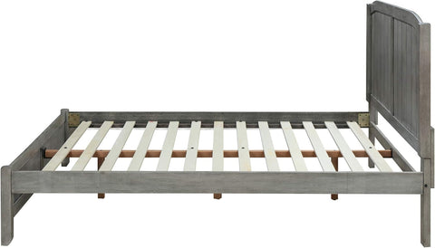 Rustic Wooden Queen Platform Bed, Rustic Gray