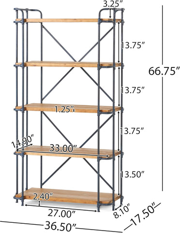 Yorktown 5-Shelf Bookcase, Antique