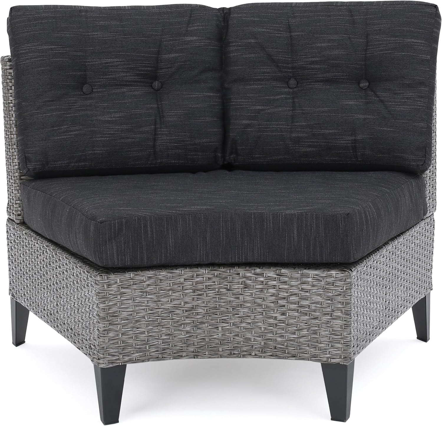 Pema Outdoor 6 Seater Sectional Sofa, 40.5 "W X 29.25 "D X 27.5 "H, Mixed Grey+Mixed Black