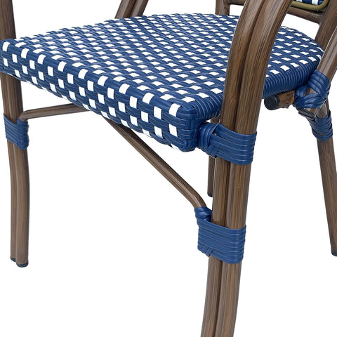 Brianna Bistro Chairs, Briann,Navy Blue + White + Brown Wood