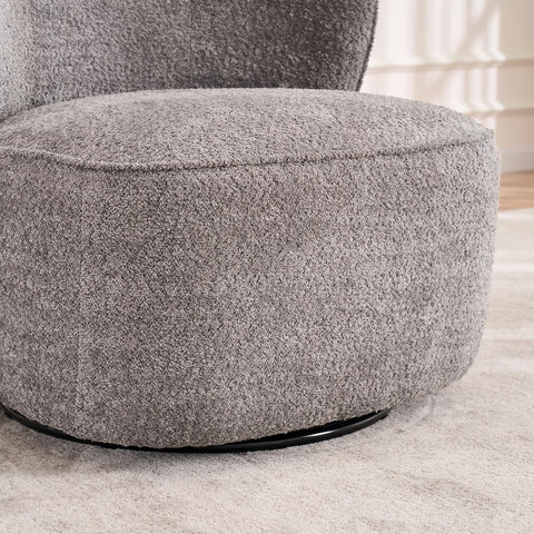Kidol&Shellder Swivel Accent Chair Living Room Chairs Comfy Reading Chair for Bedroom Accent Chairs for Living Room Single Sofa Chair Modern Barrel Chairs Upholstered Side Boucle Chair(Gray,1)