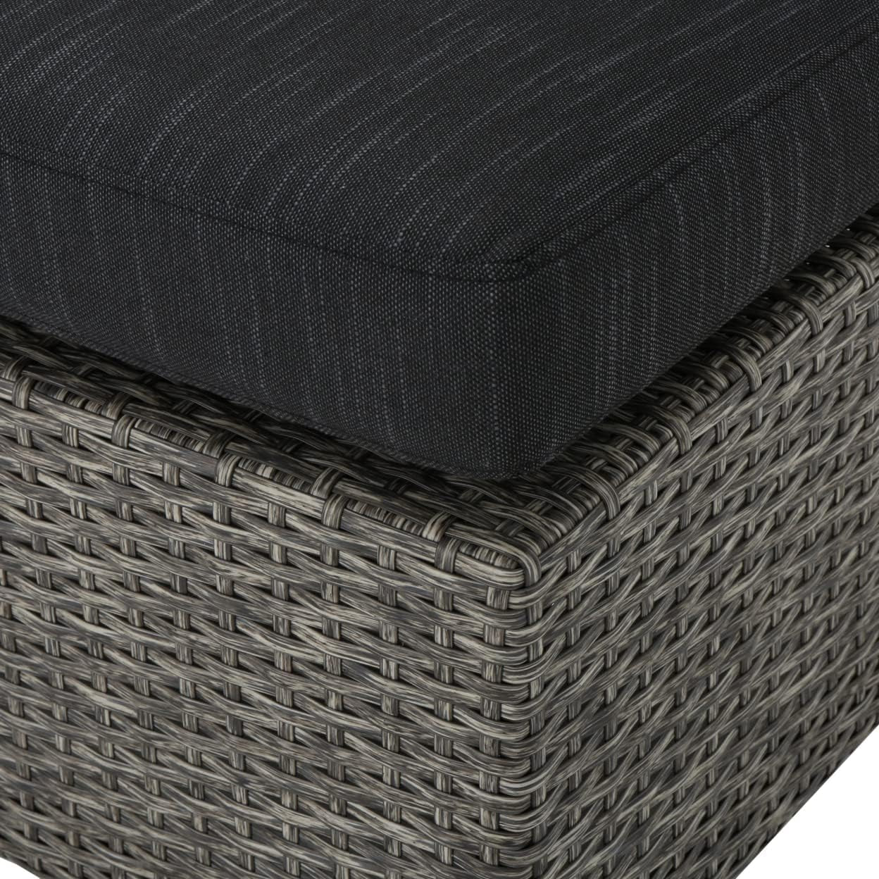 Puerta Outdoor 3-Seater Wicker Left Sofa, Mixed Black / Dark Grey Cushion