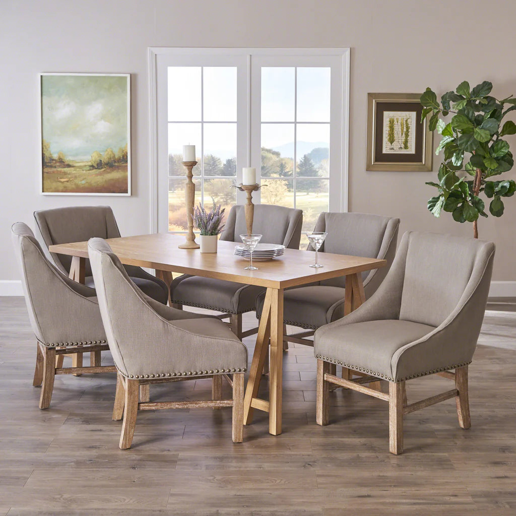 Farmhouse 7 Piece Wood Dining Set