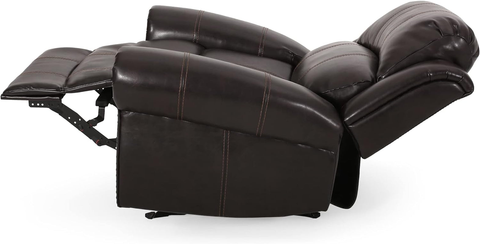 Gavin Bonded Leather Gliding Recliner, Brown, 38.75D X 40.25W X 39.75H In