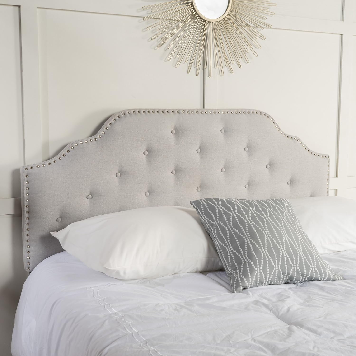 Austell Fabric Headboard, Queen / Full, Light Grey