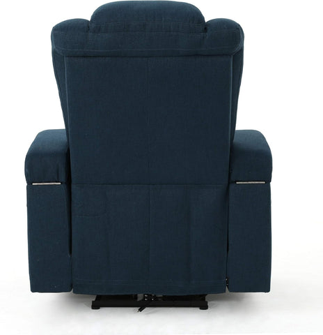 Gdfstudio Everette Power Motion Recliner with USB Charging Port&Hidden Arm Storage,Assisted Reclining Furniture for Elderly&Disabled-Durable Tufted Navy Blue Fabric