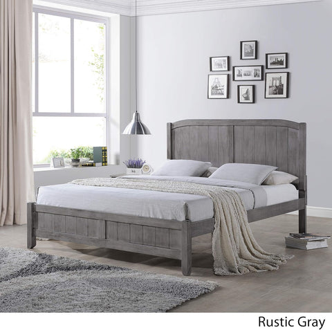 Rustic Wooden Queen Platform Bed, Rustic Gray