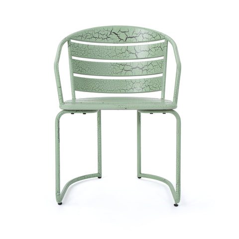 Porto Outdoor Iron 3 Piece Bistro Set, Crackle Green