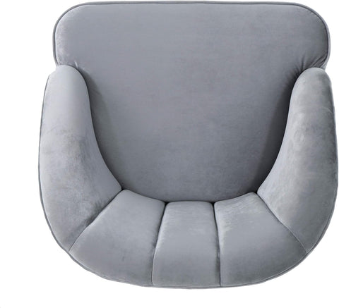 Amaia Modern Velvet Club Chair, Pewter / Walnut