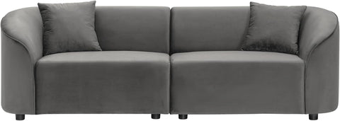 87.50" Curved Oversized 2 Seater Sofa, Upholstered Couch Chair, Soft Seating Lounge Chair, Cozy Loveseat with Armrest, Reading Sofas for Living Room, Home Rest, Grey