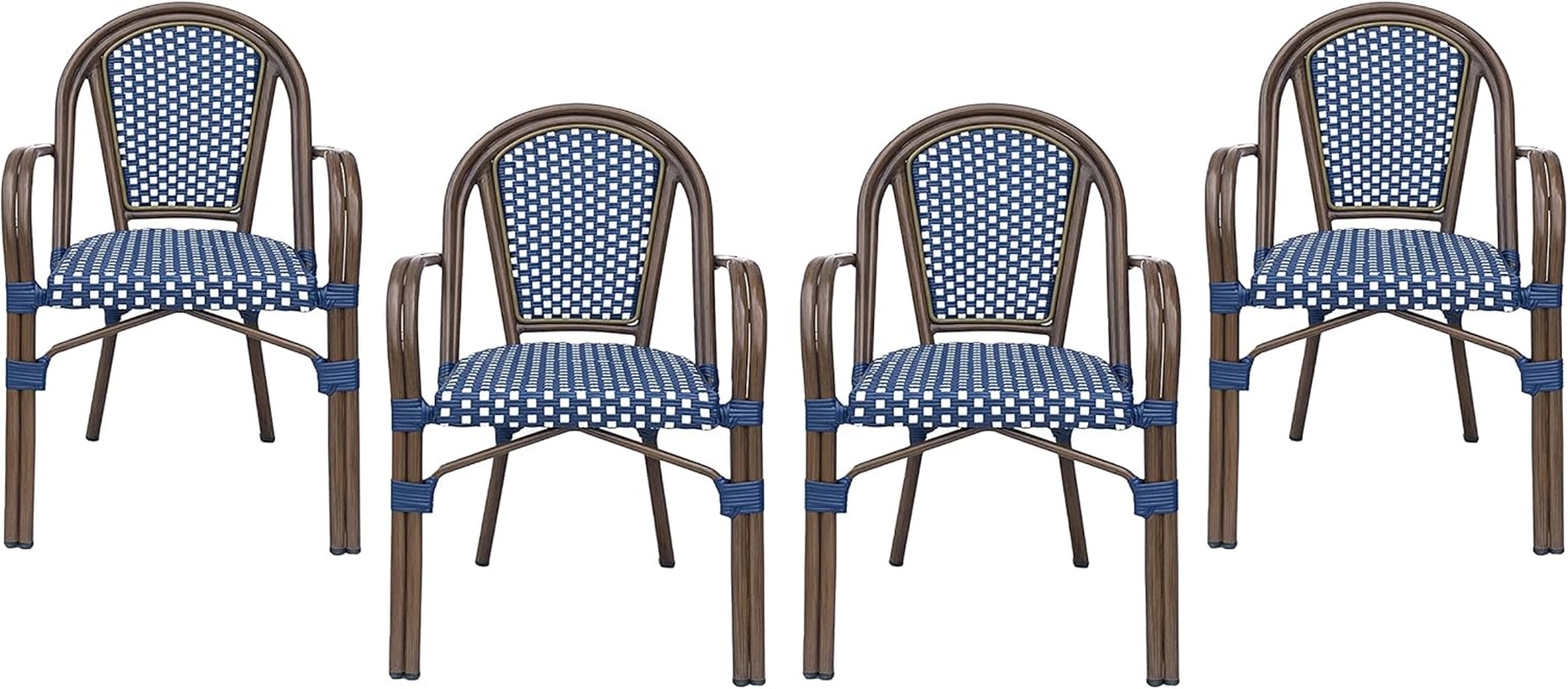 Brianna Bistro Chairs, Navy Blue + White + Brown Wood