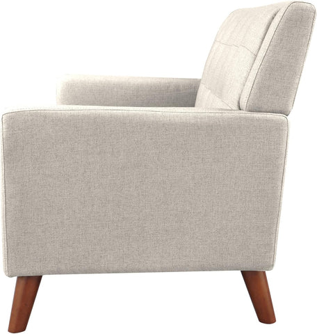 Gdfstudio  Evelyn Mid Century Modern Fabric Loveseat, Beige