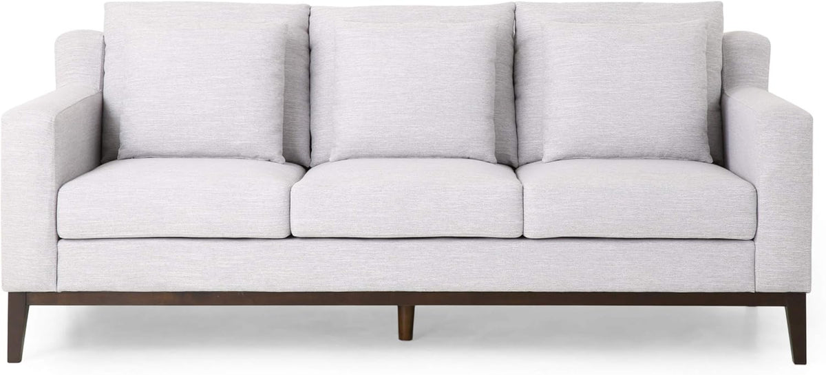 Elliston Sofas, Light Gray + Dark Walnut