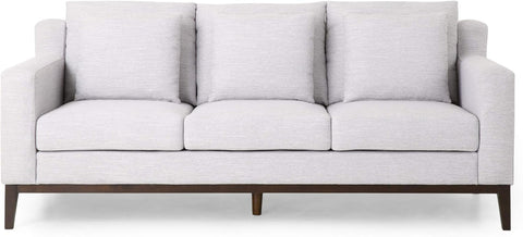 Elliston Sofas, Light Gray + Dark Walnut