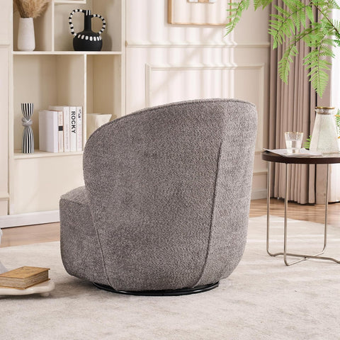 Kidol&Shellder Swivel Accent Chair Living Room Chairs Comfy Reading Chair for Bedroom Accent Chairs for Living Room Single Sofa Chair Modern Barrel Chairs Upholstered Side Boucle Chair(Gray,1)